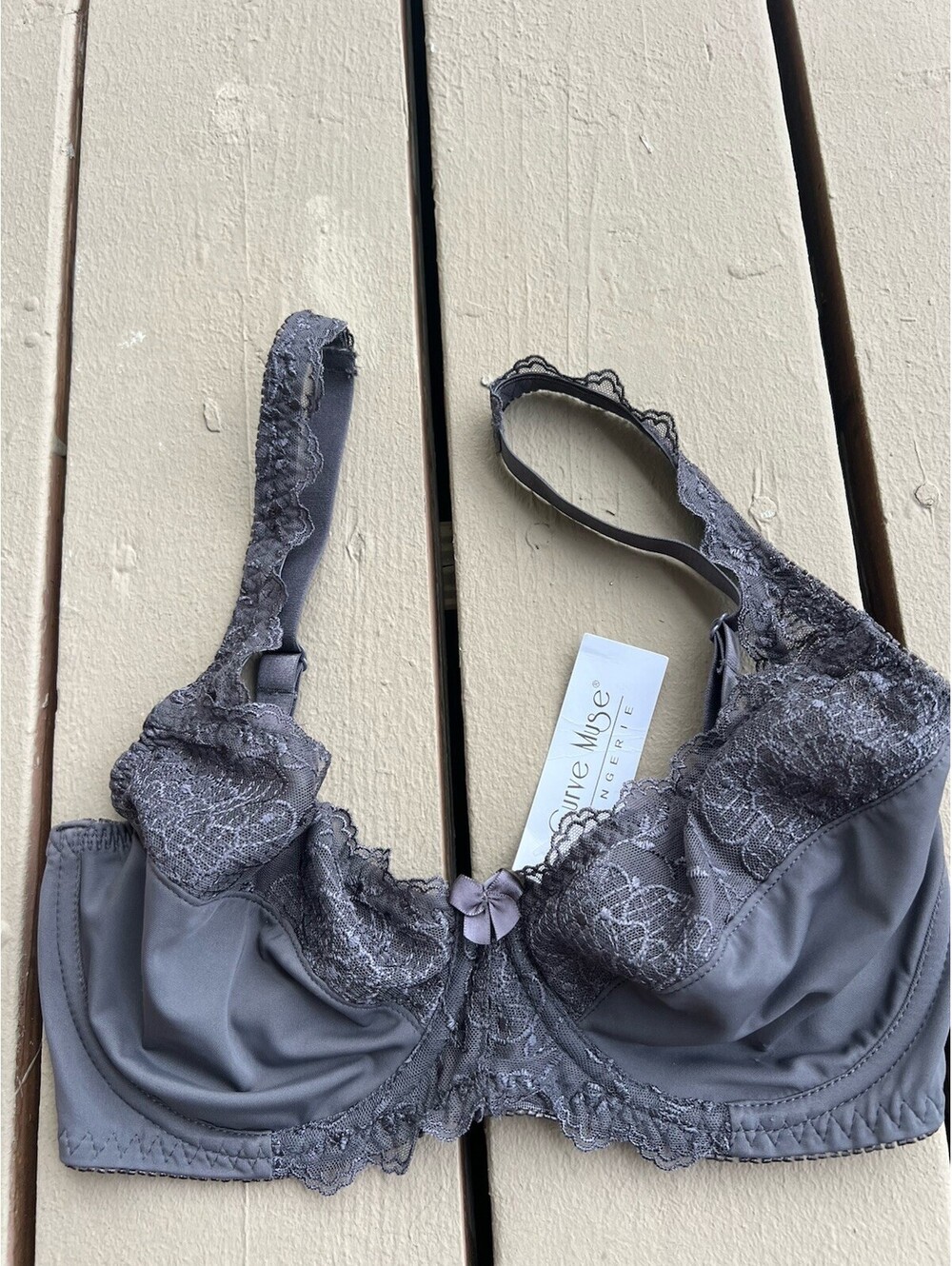 Curve Muse Bra Womens 34D Gray Underwired Unlined Back Closure